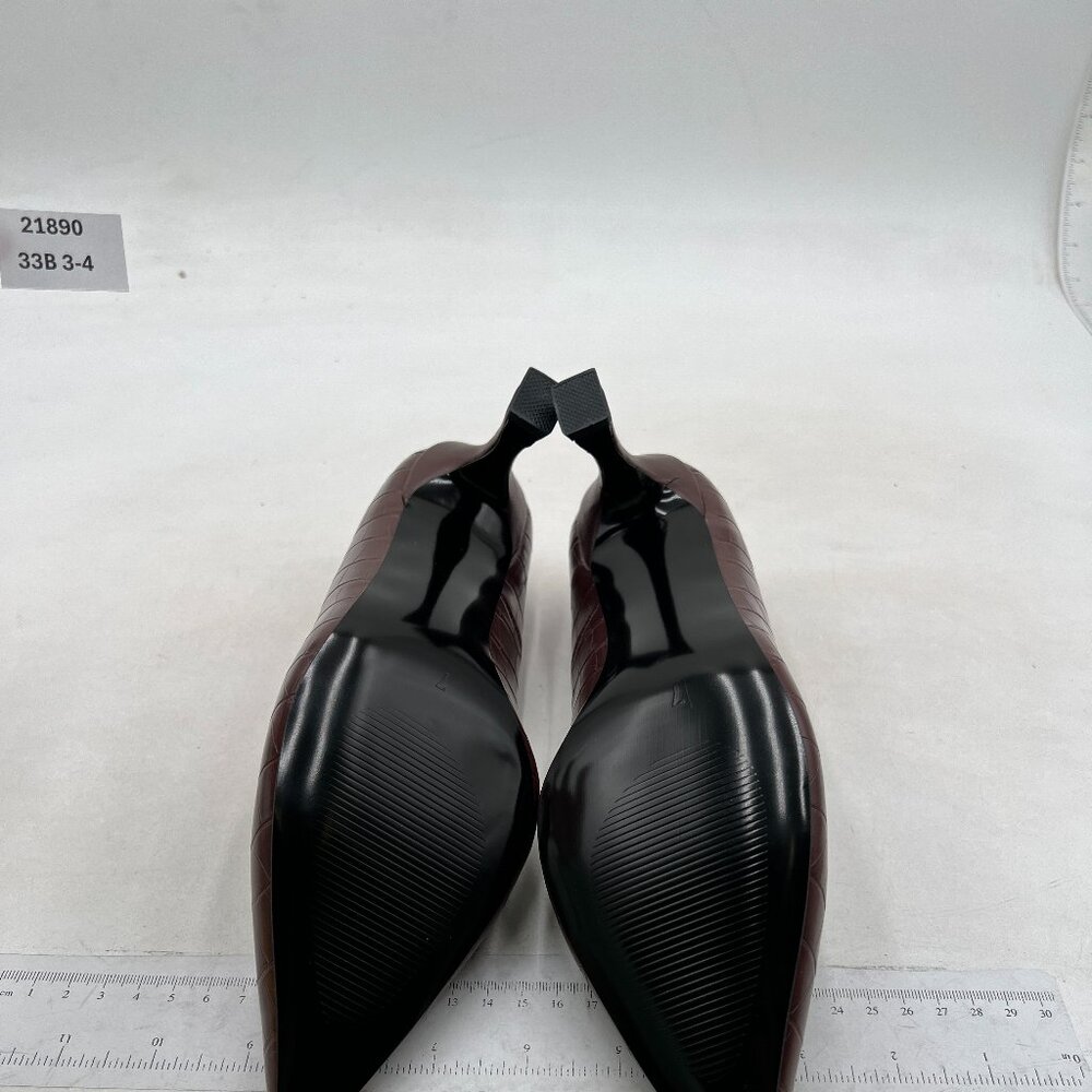 Fowt Simple Solid Croc-Embossed Pointed Toe Black… - image 7